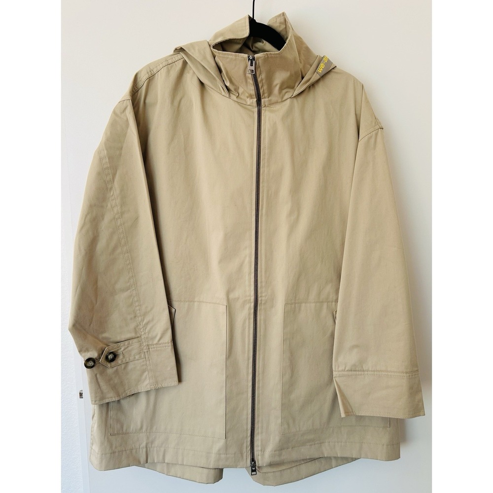 we-ar4 Limonta Oversized Zip Up Hooded A-Line Safari Parka Jacket in Khaki Large